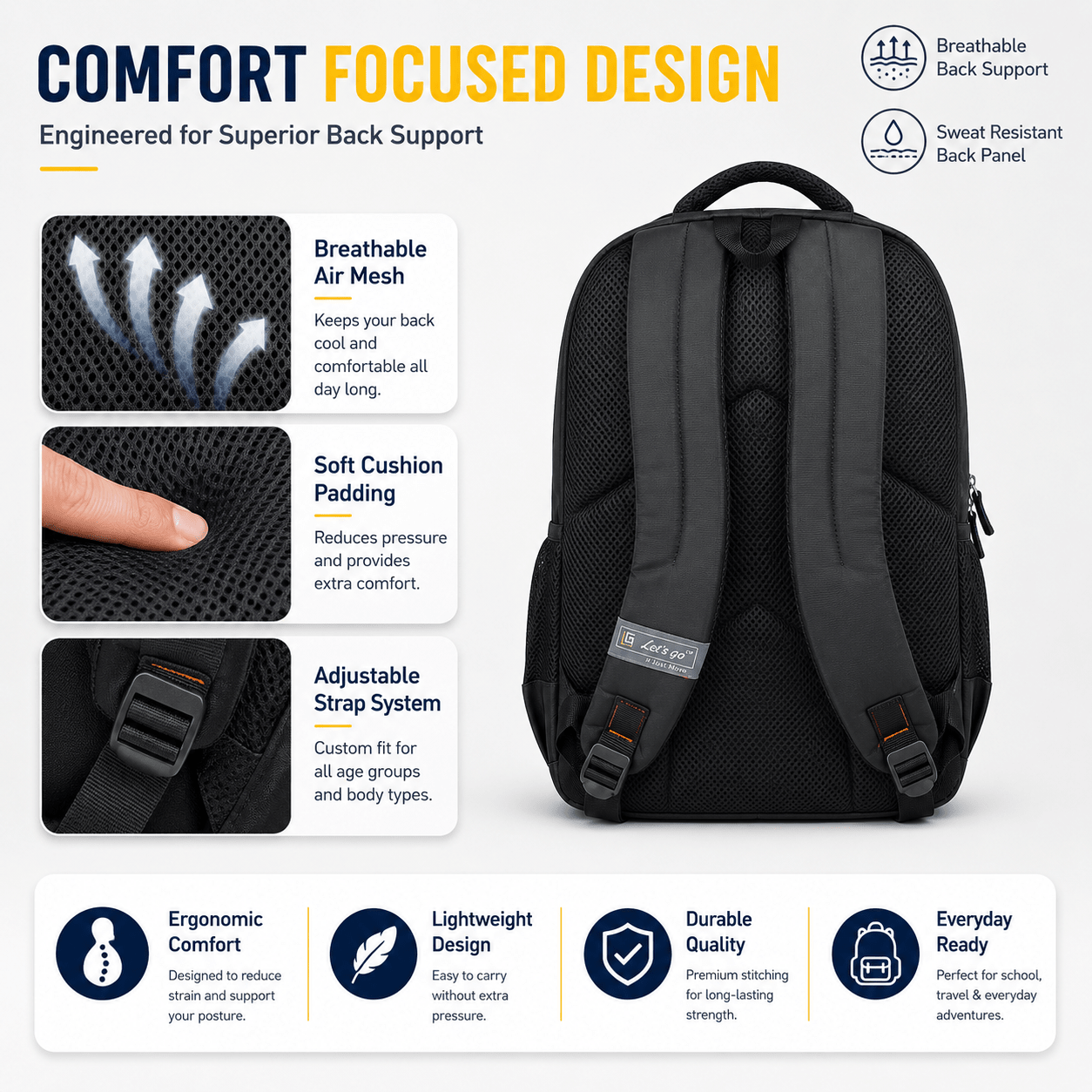 Let's Go Unisex Travel & Lifestyle Laptop Backpack