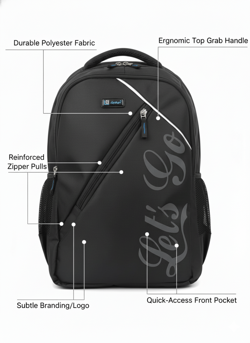 Stylish Travel & Laptop Backpack for Men & Women - Let's Go