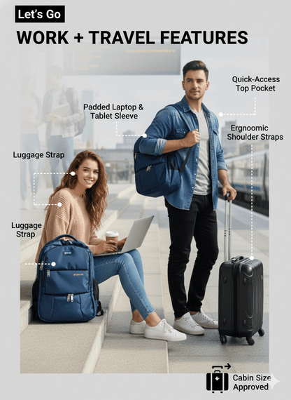 Unisex Laptop Backpack for Travel, College & Office - Let's Go